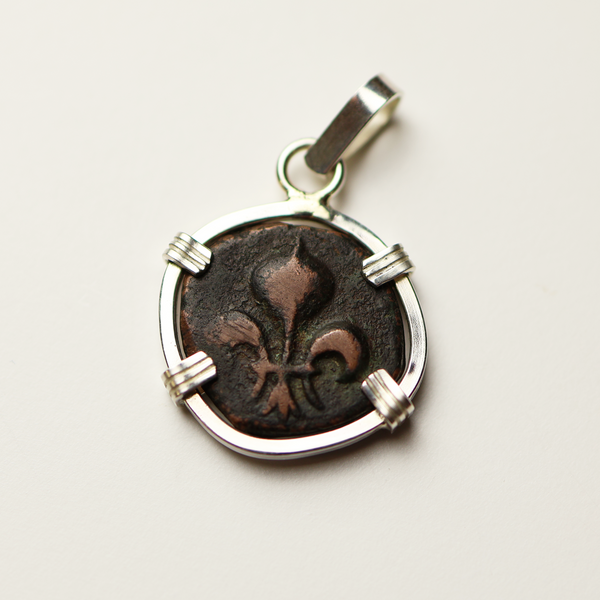 French Colonial Fleur-de-Lis Coin Pendant