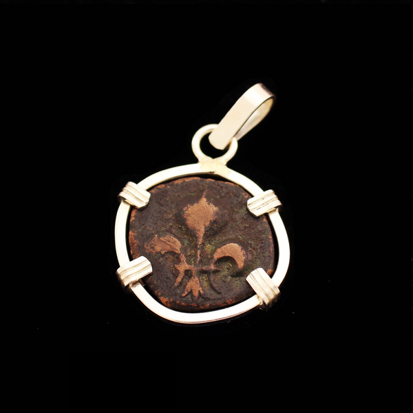 French Colonial Fleur-de-Lis Coin Pendant