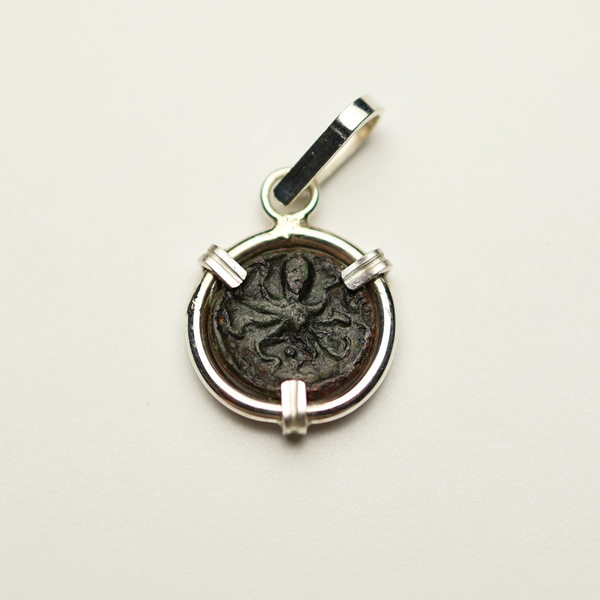 Ancient Greek Bronze Octopus Coin Pendant