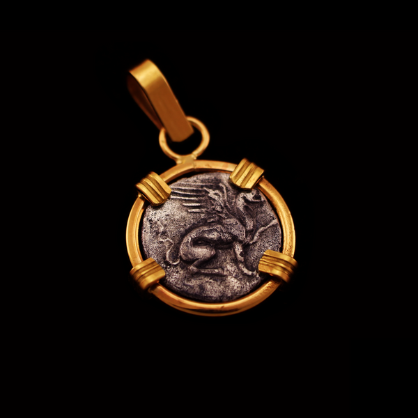 Greek Silver Griffin Coin Pendant