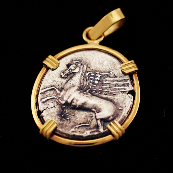 Greek Pegasus Coin Pendant