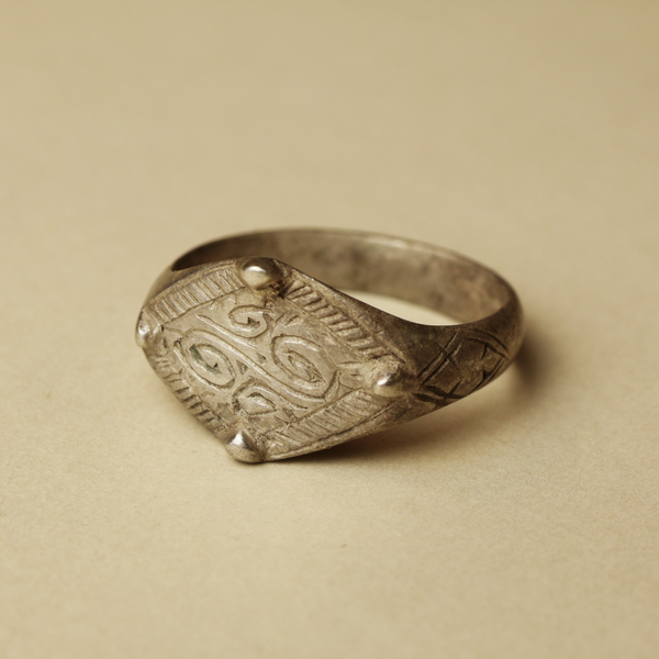 Medieval Silver Ring with Spiral Design