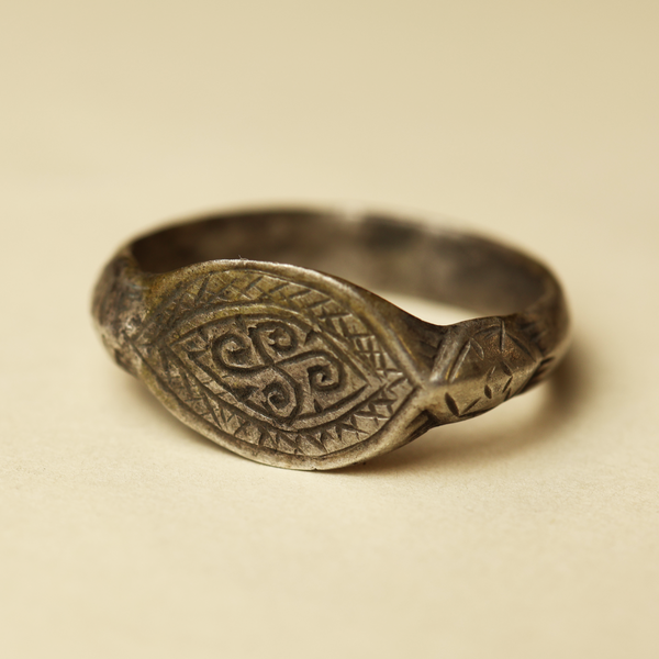 Medieval Silver Ring with Spiral Design