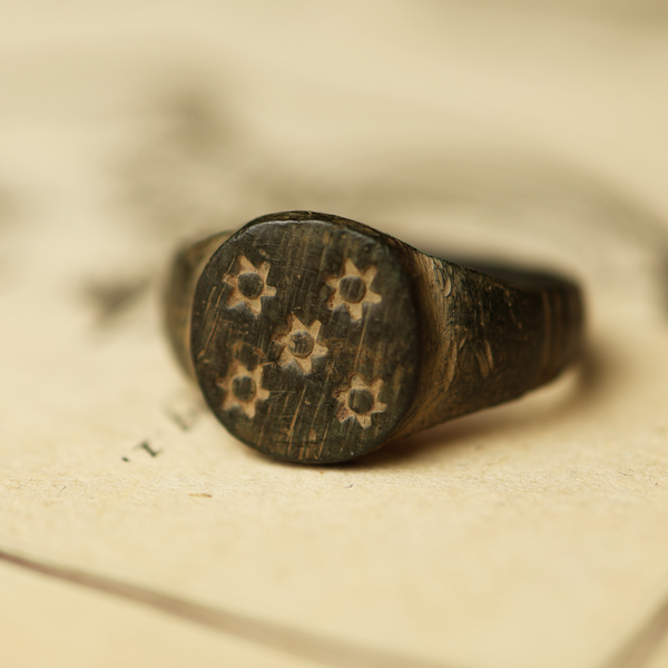 Roman Bronze Ring With Star Design