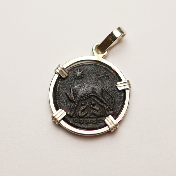 Roman Shewolf Coin Pendant